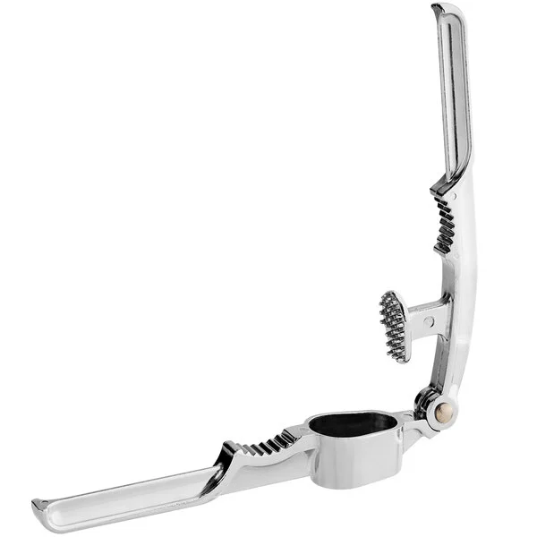 Choice 7 1/4" Chrome Garlic Press