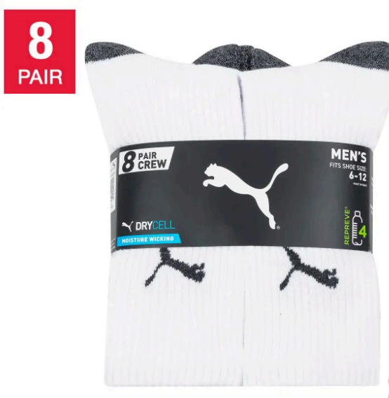PUMA Men's Crew Sock, 8-pair